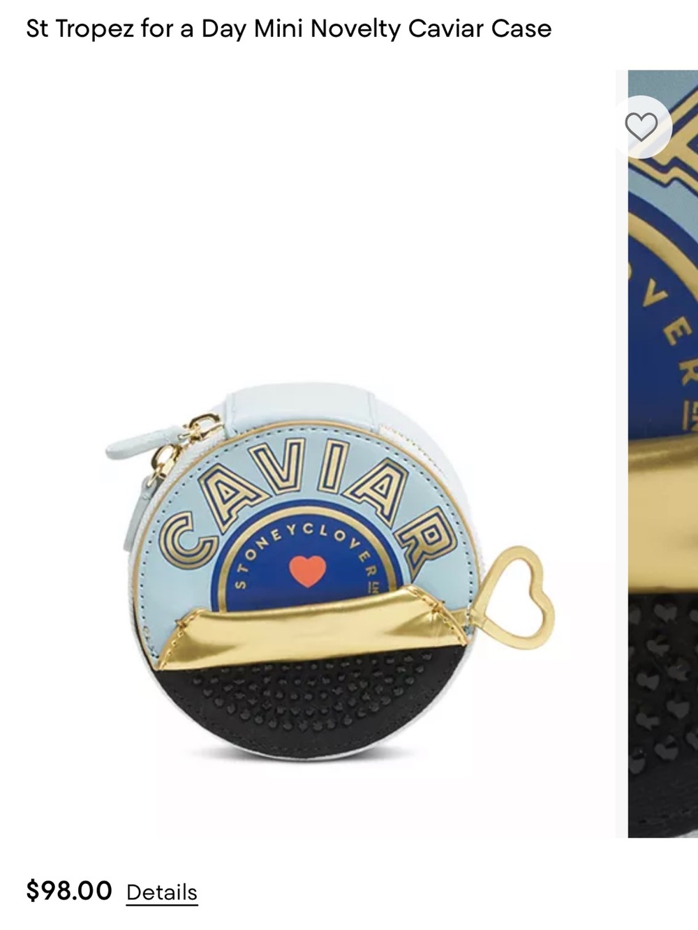 Stoney Clover Lane Round Caviar Mini Bag - Light Blue, Black & Gold